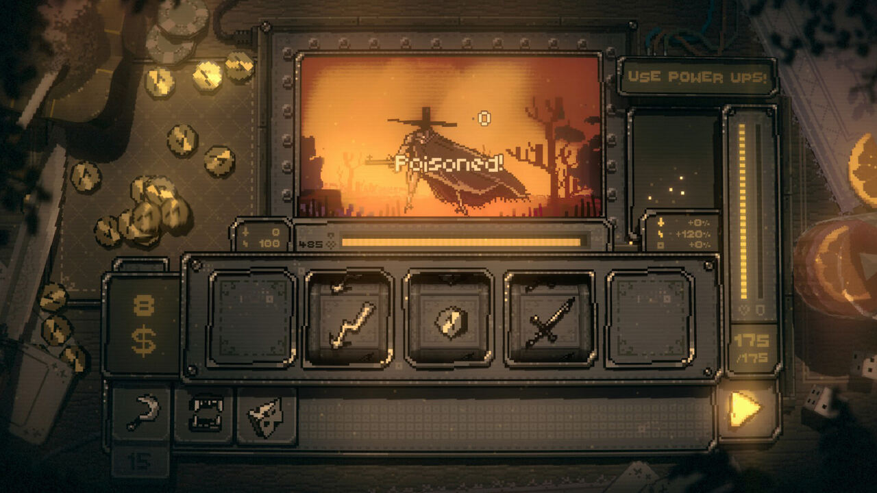 Poisoned status effect during a desert battle