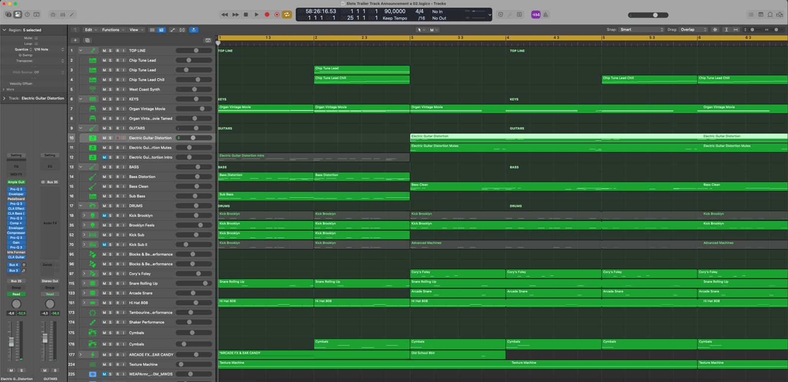 The Slots & Daggers Logic Pro session