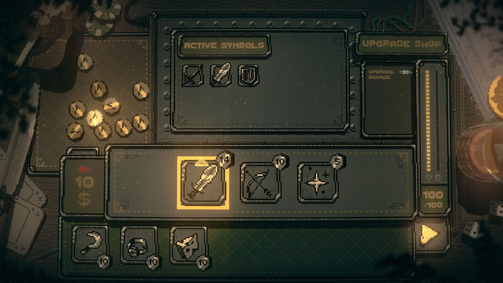 Choosing a loadout in the upgrade shop